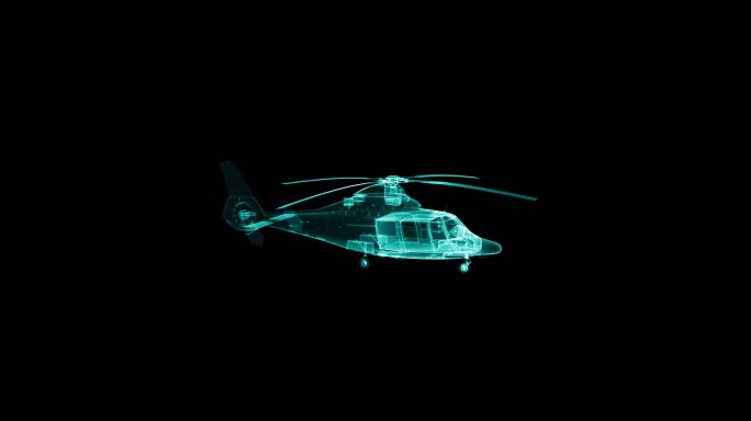 直升机飞行01救援 直升机线框直升机特效