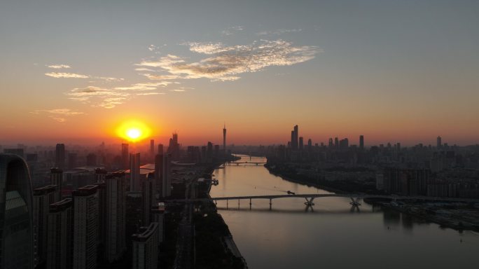 广州琶洲日落全貌