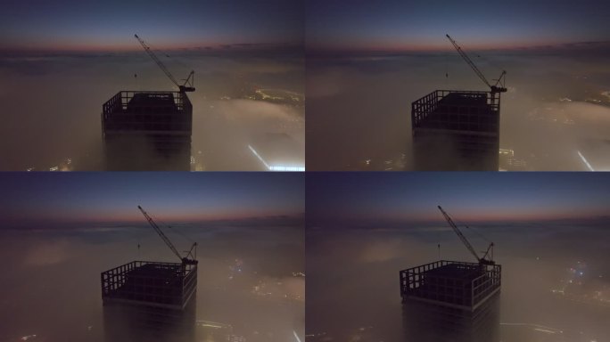 上海城市建设云端塔吊建设绿地复星航拍