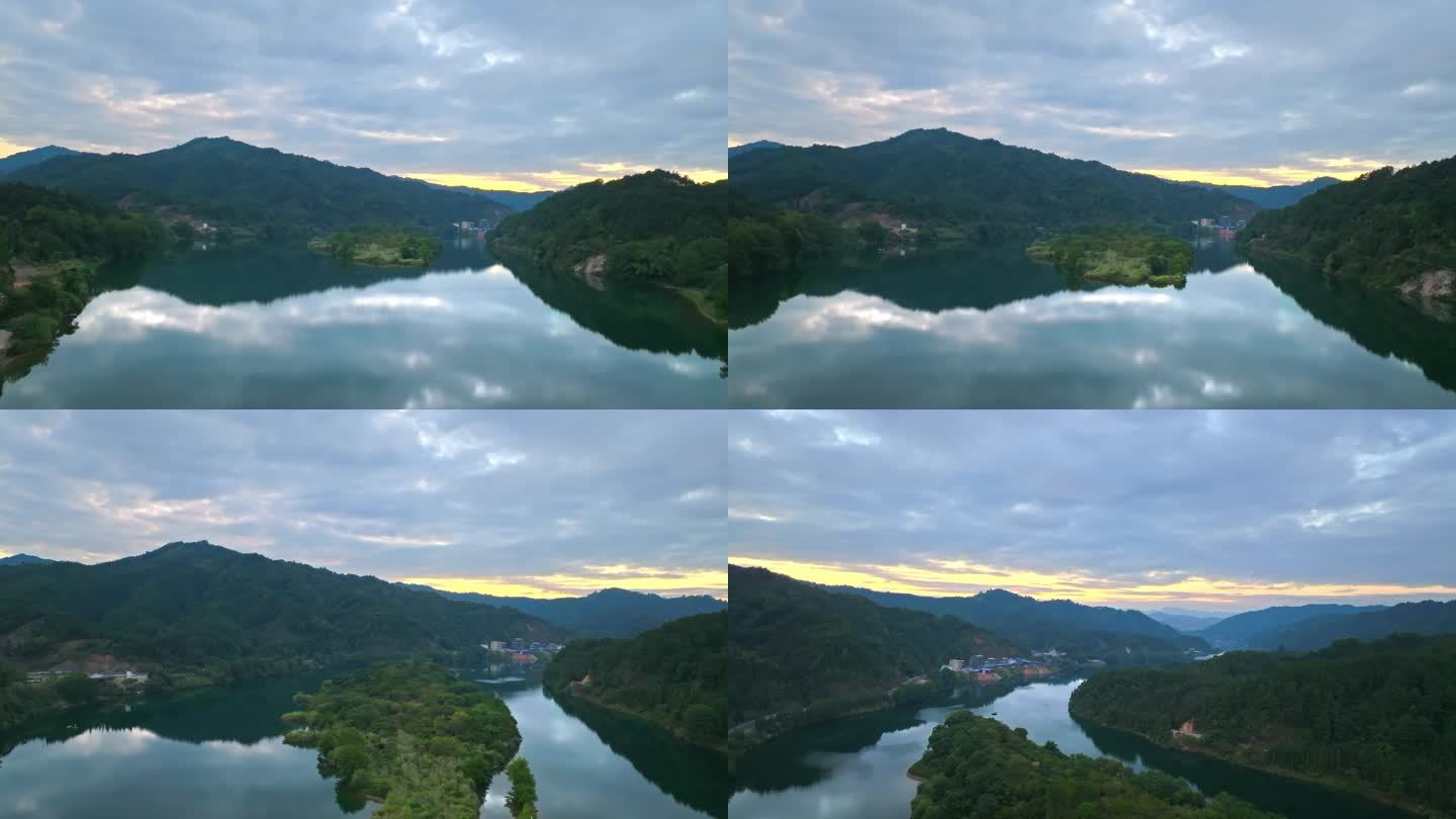 绿水青山夕阳湖景
