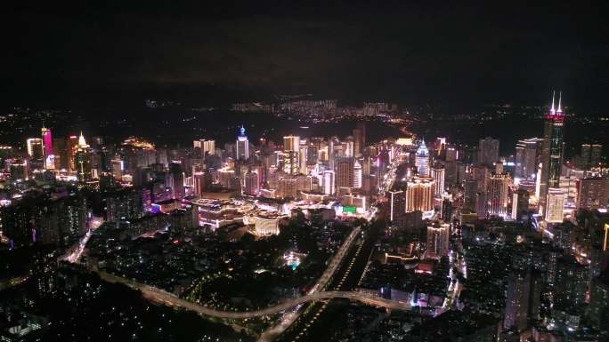 4K深圳罗湖夜景航拍