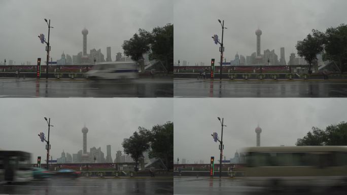 上海外滩雨景下雨天50帧5