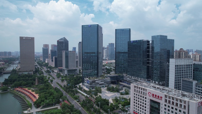佛山千灯湖金融商务建筑群航拍