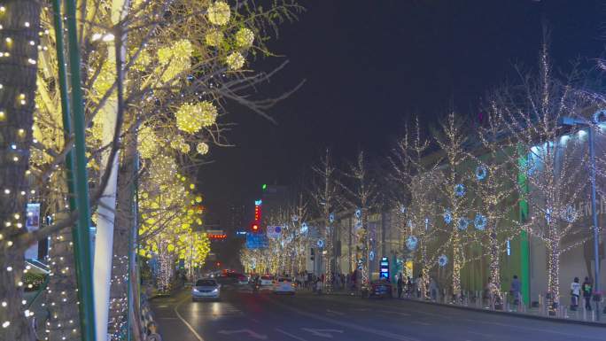 夜晚街边灯光夜景