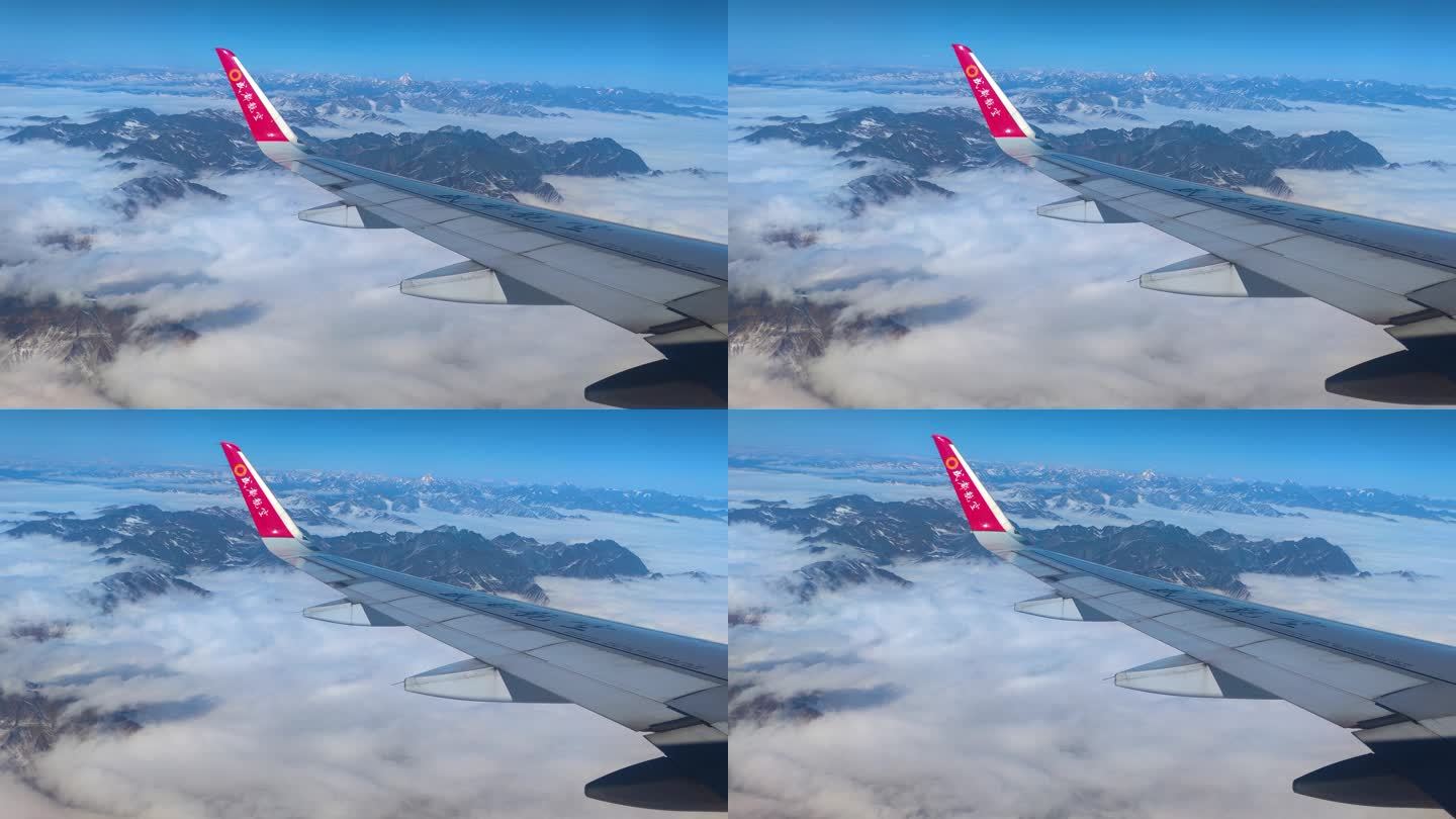 机穿过云层  乘机窗口 透过窗口观看