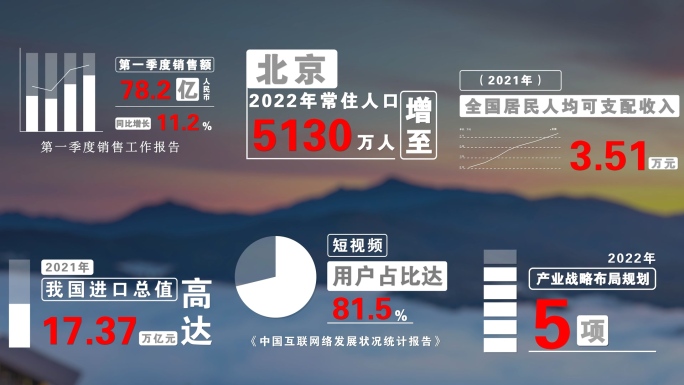 4K 红色简约数据字幕