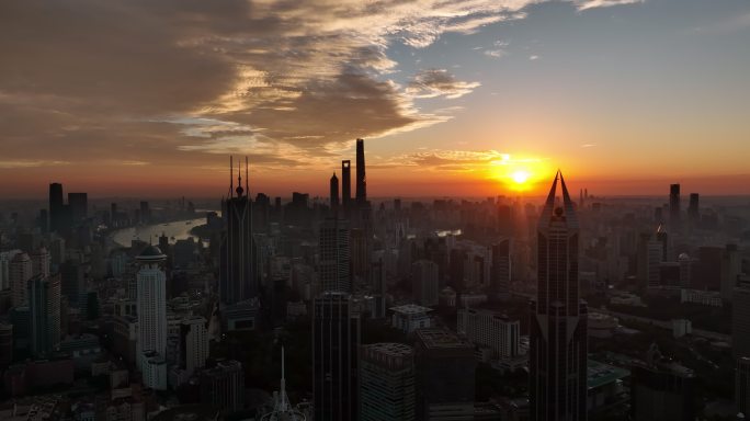 上海陆家嘴日出上海地标宣传片城市风光航拍