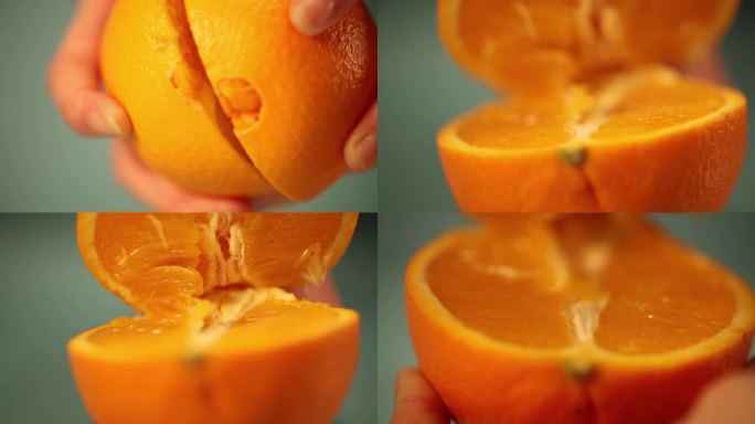 橙子果肉掰开变焦素材