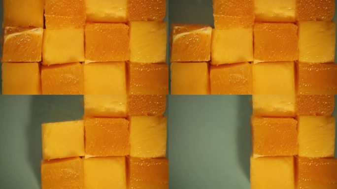 芒果果粒多米诺消失特写素材