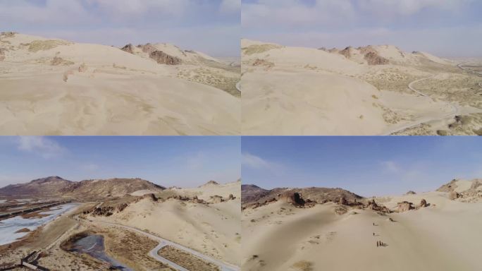 航拍内蒙古十五沙漠4K