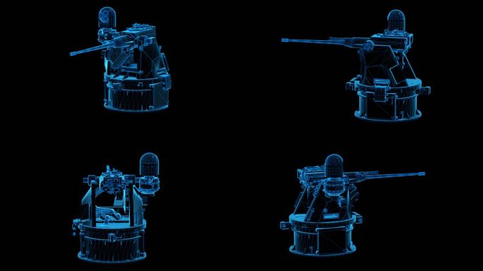 蓝色科技线条军用炮塔透明通道素材