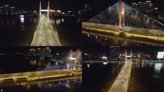 吉林临江门大桥夜景航拍