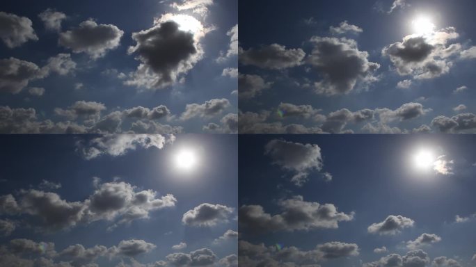 蓝天白云天空太阳云遮日淡淡的白云多云天气