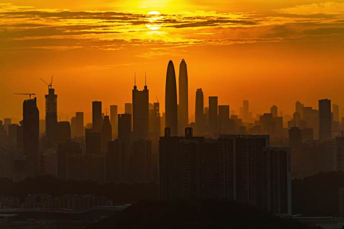 深圳地标城市日落延时