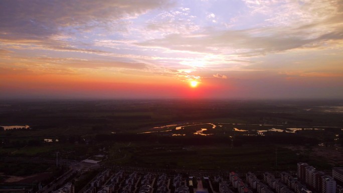 长治城市日落湿地公园夕阳