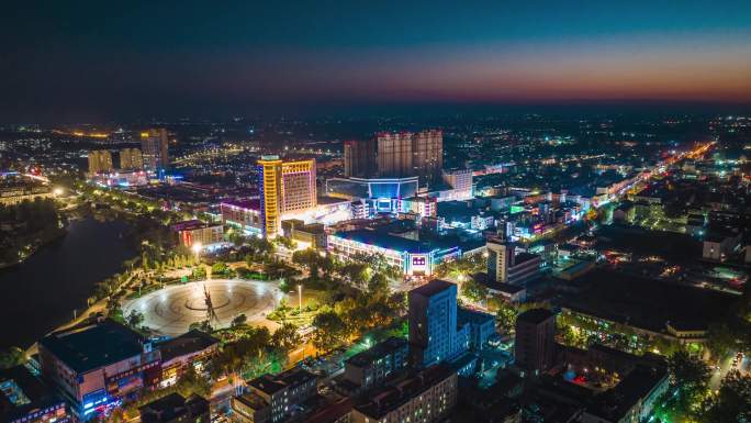 莱西夜景航拍延时4K