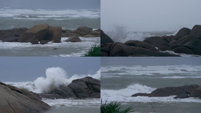 台风天海岸风光