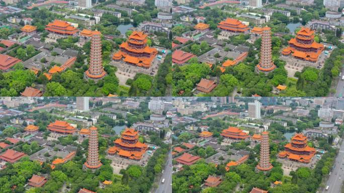 航拍福州西禅寺