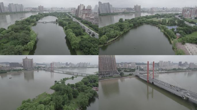 吉林江滨公园临江门大桥航拍