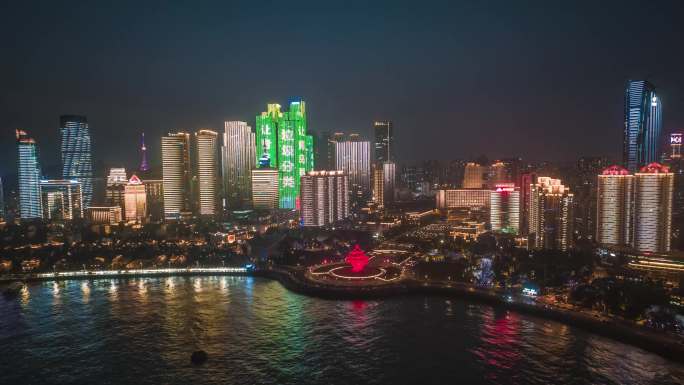 青岛夜景航拍延时4K