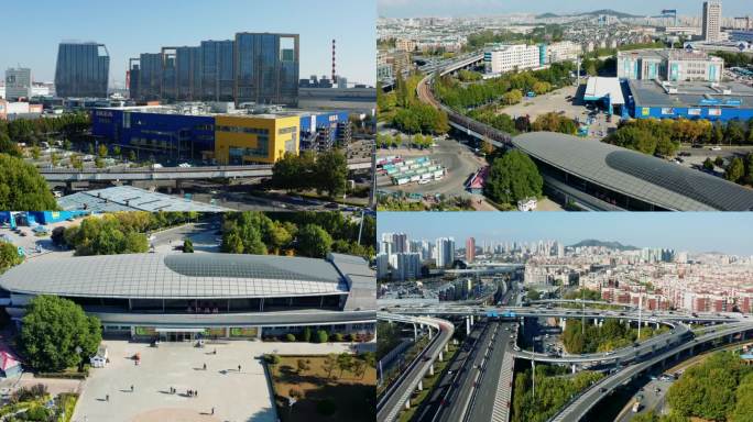 航拍香炉礁轻轨站宜家麦德龙东快路百年港湾