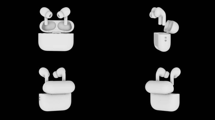 三维蓝牙耳机展示透明通道素材