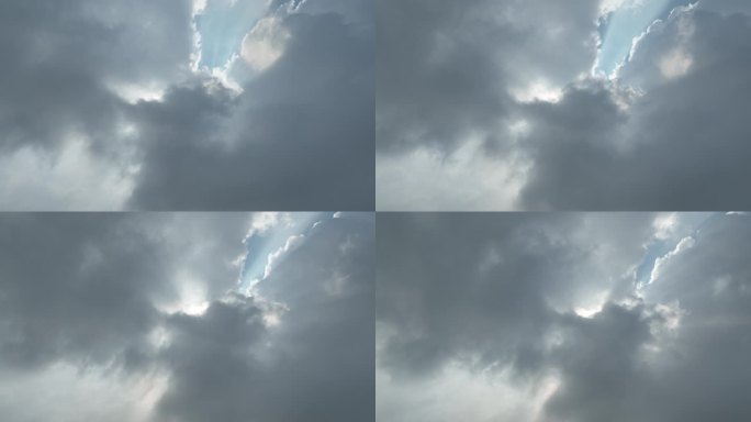 航拍天空云层阳光光束乌云移动实拍原素材
