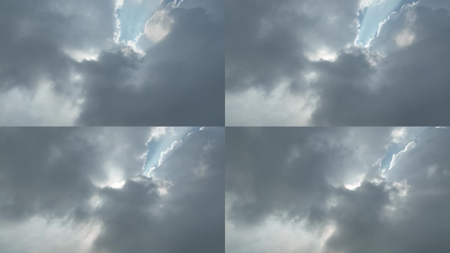 航拍天空云层阳光光束乌云移动实拍原素材
