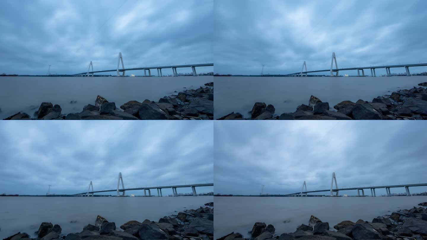 台风阴雨天气的海南文昌清澜大桥延时