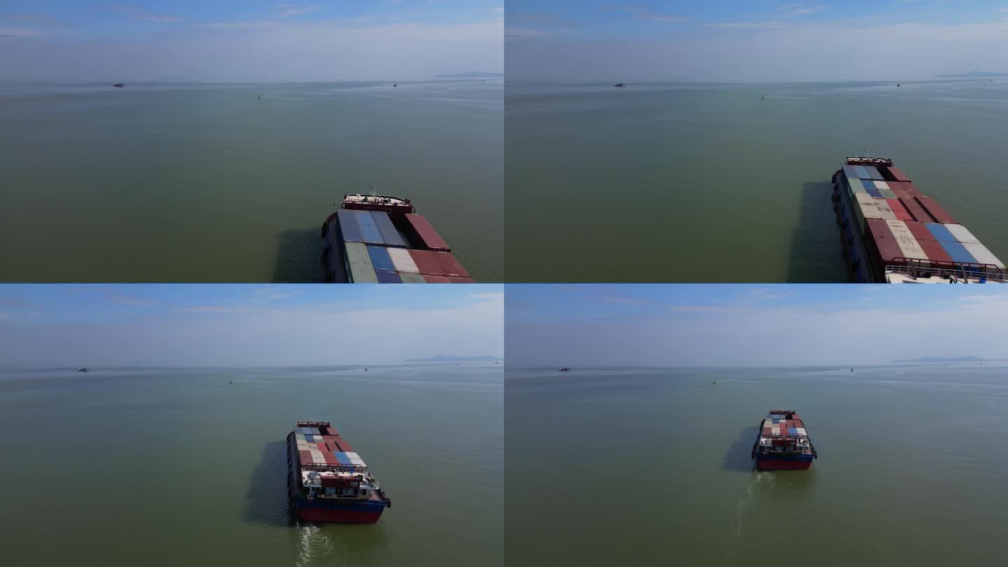 航行中集装箱运输船 4K航拍运输船