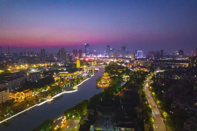 淮安市市中心里运河-夜景延时