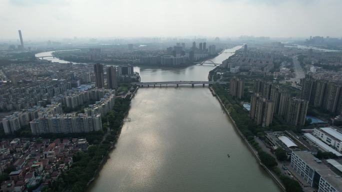 广州大石大桥航拍交通车流
