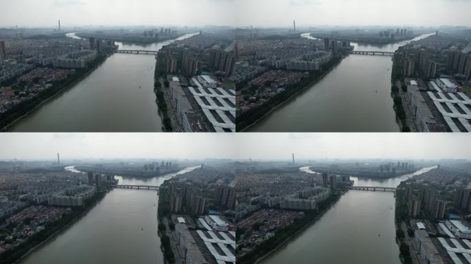 广州大石大桥航拍交通车流