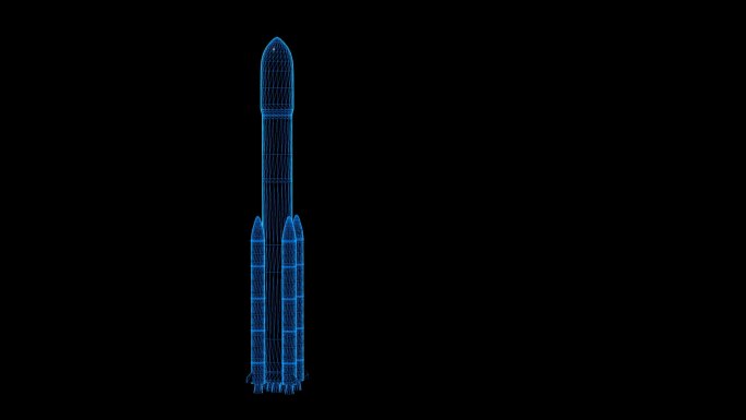 蓝色科技线条运载火箭透明通道素材