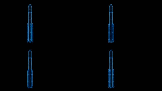 蓝色科技线条运载火箭透明通道素材