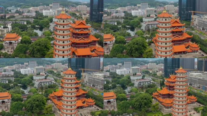 航拍福州西禅寺