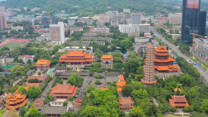 航拍福州西禅寺