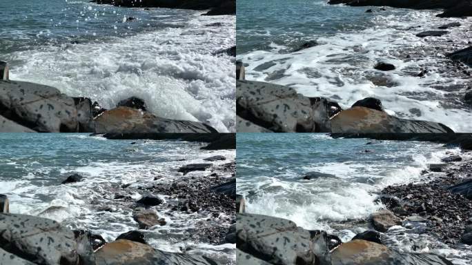 大海奔腾慢镜头的浪花升格