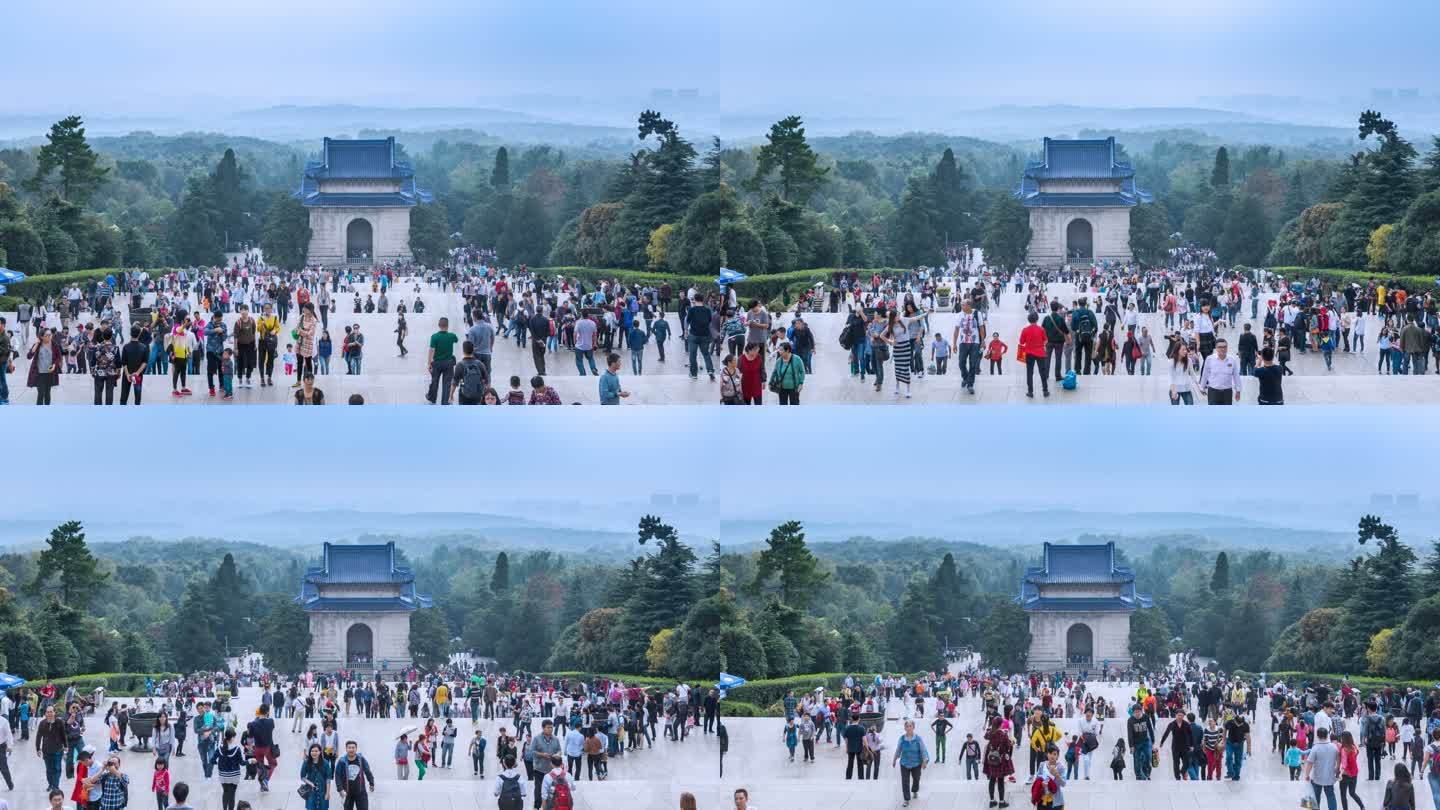 南京中山陵及游客延时视频