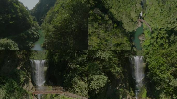 香火岩景区航拍－小河、峡谷、瀑布（5K）