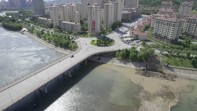 本溪太子河桥城市空镜航拍