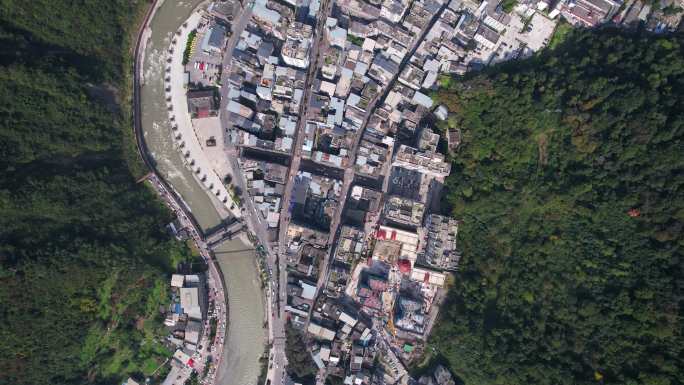 宝兴县县城航拍