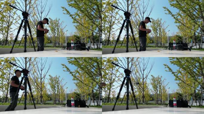 无人机起飞银杏树林