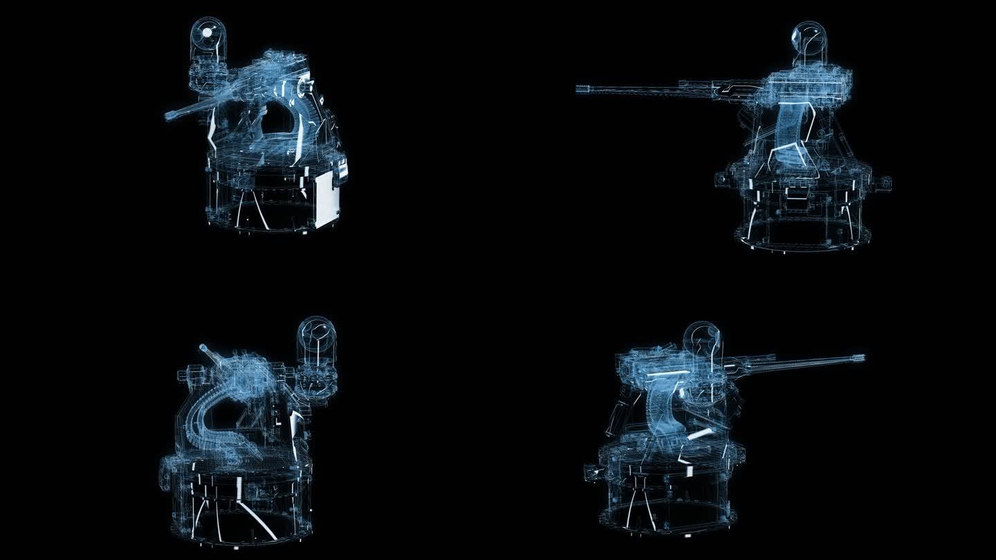 透视全息军用炮塔透明通道素材