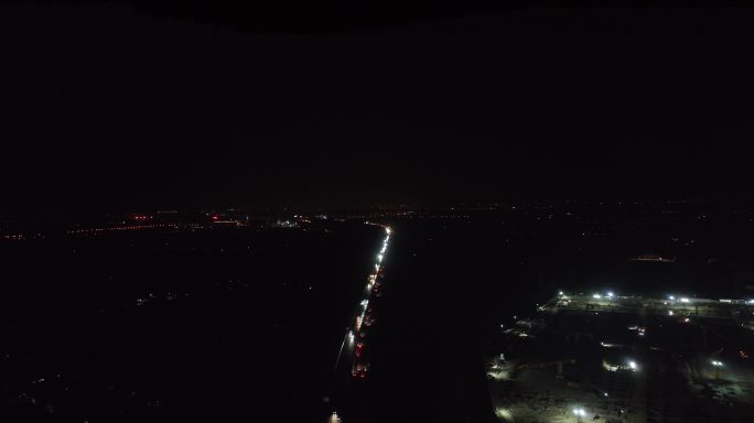 城市夜景高架快速路航拍