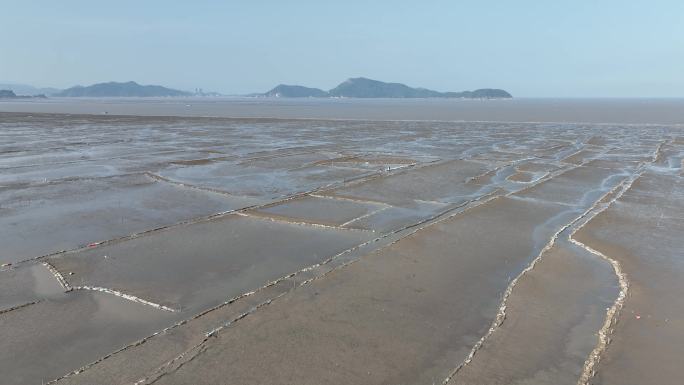 福州连江琅岐岛海滨沙滩滩涂自然风光航拍