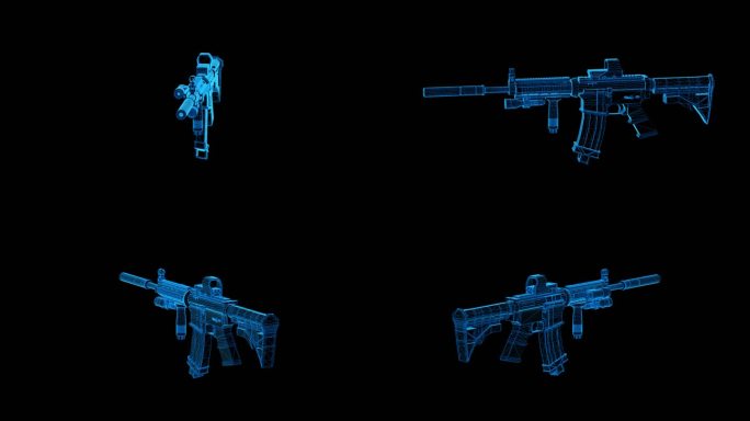 蓝色科技线条M4A1自动步枪通道素材