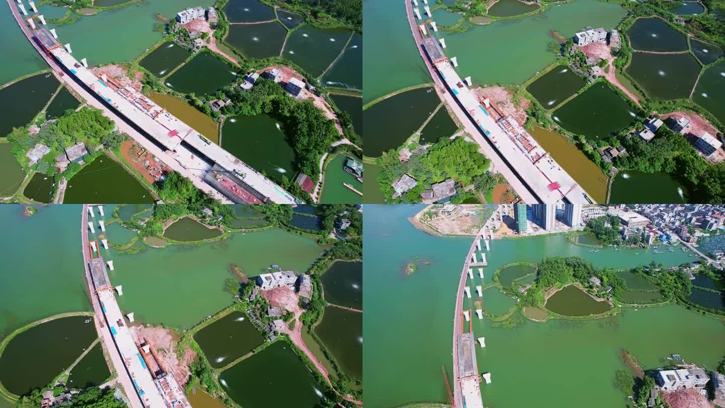 4K航拍建设中的龙门大桥