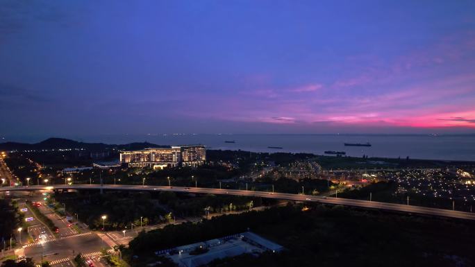 南通风光 滨江公园夕阳夜景