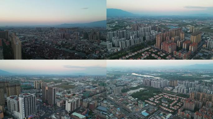 惠州市博罗县园洲镇日落无人机航拍高清素材